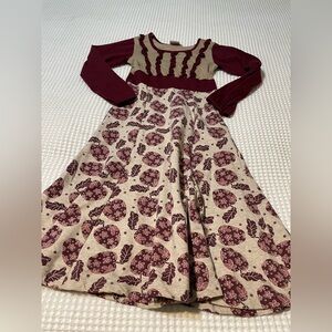 Lilli Lovebird - Burgundy and Tan Kids Dress